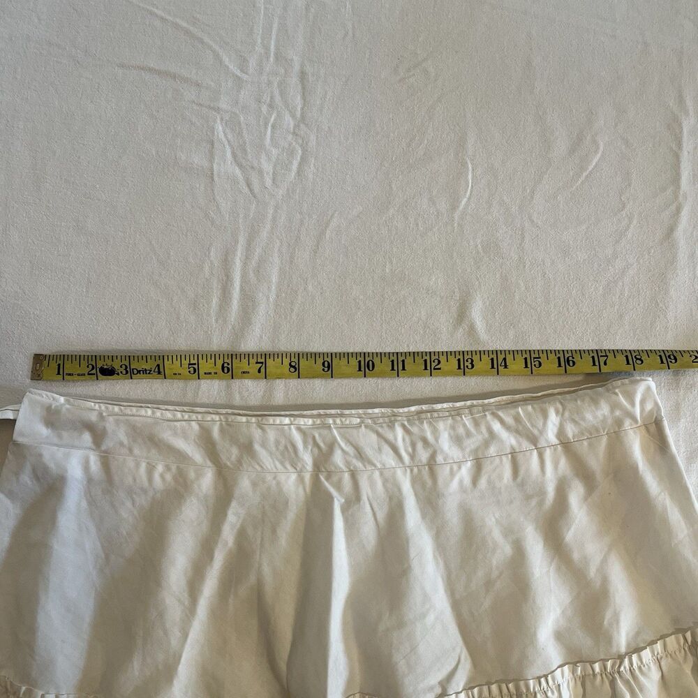Women's White Midi Skirt Tiered Drawstring Waist Handmade Homemade 36”x31” - Picture 3 of 7
